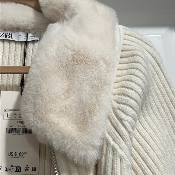 NWT Zara Women's Cropped Fur Lined Jacket - Picture 3 of 5